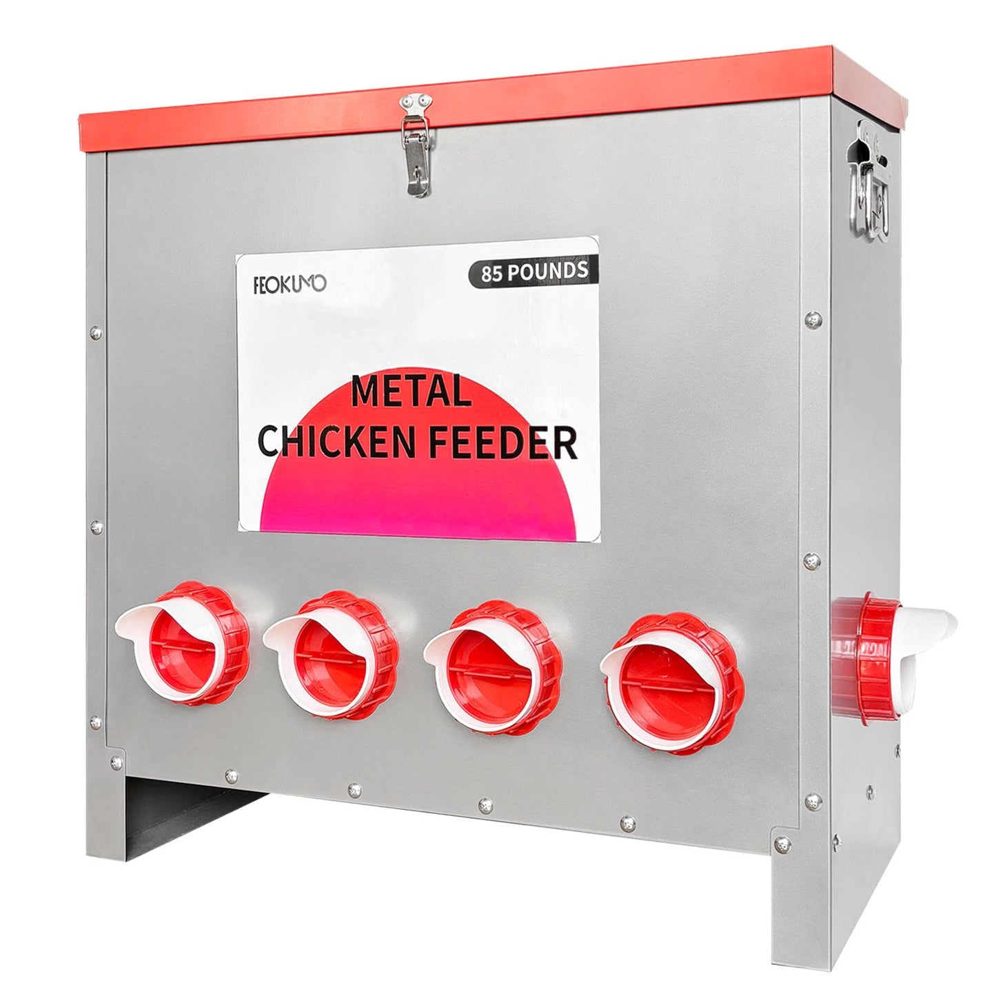Automatic Metal Poultry Feeder No Waste Large Capacity 85-120LBS Weatherproof Animal-Proof 10-Port for Chickens, Geese, Ducks, Turkeys, Quails