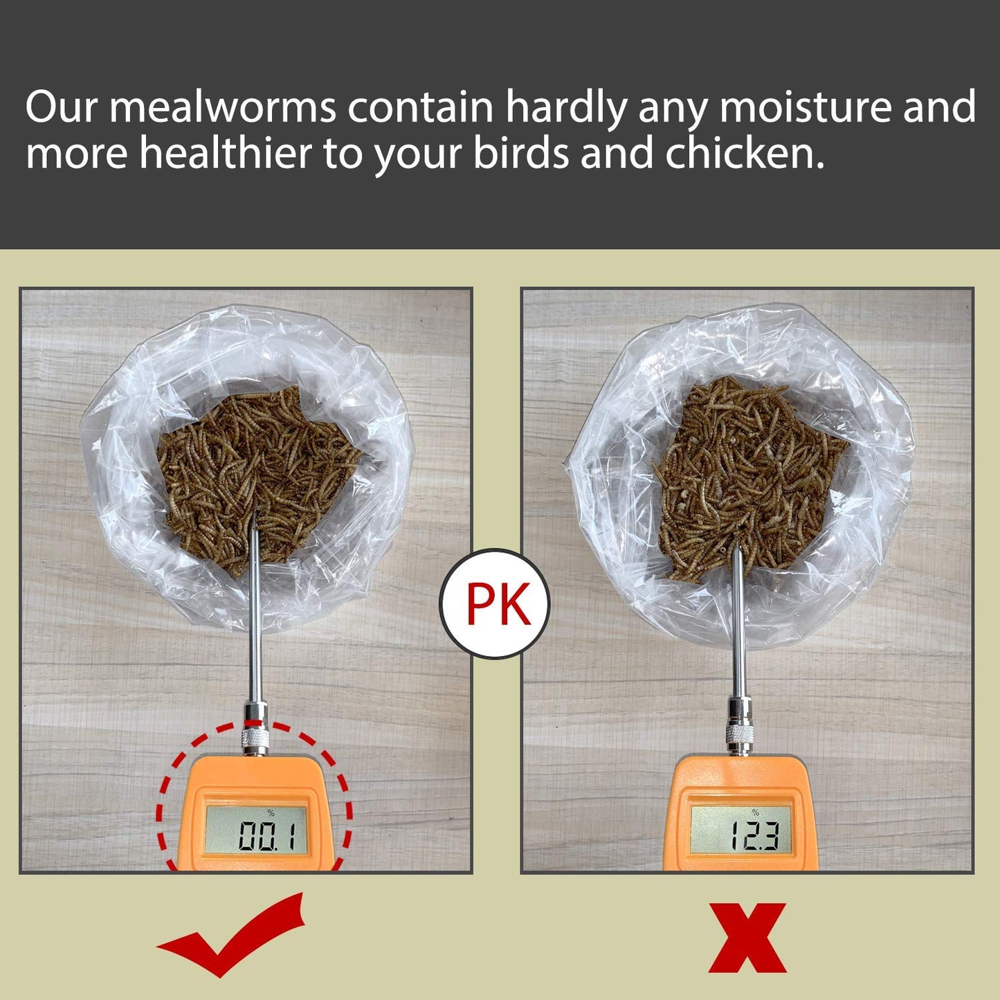 WAMSOFT Non-GMO Dried Mealworms,2LB 100% Natural Large Size No Moisture,Treats for Birds Chickens Hedgehog Hamster Fish Reptile Turtles