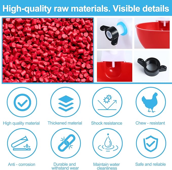 10PCS Chicken Waterer Cups, 3rd Generation DIY Large Automatic Chicken Water Feeder Cup, Tee Fittings Poultry Waterer, Suitable for Chicks, Turkeys, Ducks, Goose, Small Pets with Mounting Hole Opener