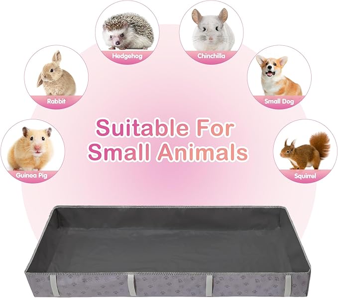 Waterproof Guinea Pig Cage Liner,Washable Tarp Bottom Base,Cage Liners for Small Animals,Hamster Chinchilla Hedgehog Ferret Rabbit. (Dark Grey-Paw, 24" X 24")