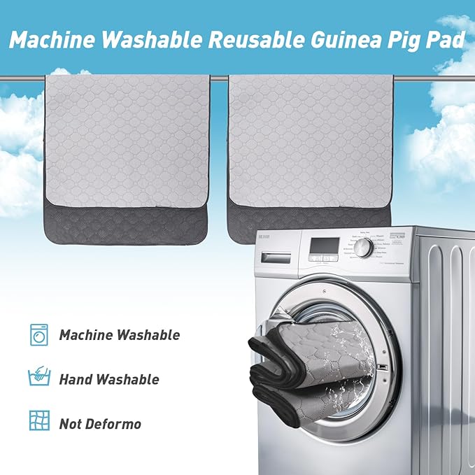 Guinea Pig Cage Liners, 2 Pack 24'' X 60'' Washable Guinea Pig Pee Pads, Non Slip Reusable Super Absorbent Guinea Pig Training Mat Bedding Fleece for Small Animals Hamster Rabbit Chinchilla Rat