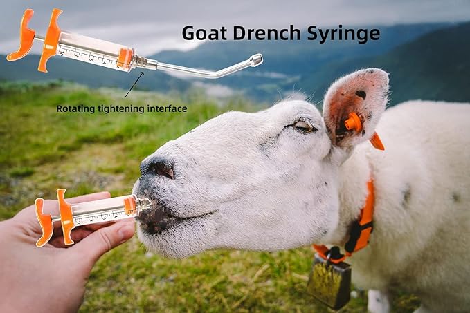 1 Pcs Goats Feed water filler, Drench Nozzle, Reusable, Adjustable Dosage, for Cattle, Sheep, Goats, Horse, Pig, Dog Supplies (Orange 10ml)