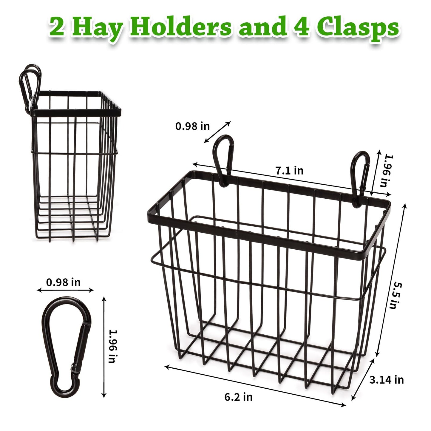 Rabbit hay Feeder Sangle Sopffy 2PCS, Guinea Pig hay Feeder with Metal Frame for Guinea Pig Chinchilla Bunny, Chinchilla cage Accessories (Black-1)