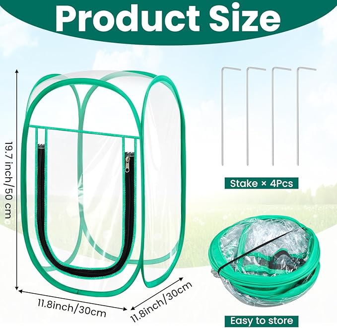 Nuanchu Pop up Mini Greenhouse Cover, PVC Clear Small Greenhouse with Nails 12" x 12" x 20" Inch Portable Plant Flowers Sunshine Tent Room for Indoor Outdoor Gardening(1 Pack)