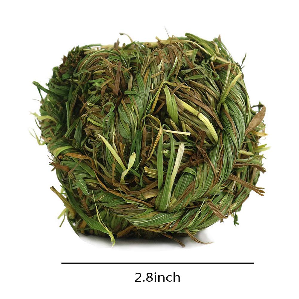 Bunny Grass Toy 4 Pcs Natural Timothy Grass Small Animal Activity Play Chew Ball for Rabbits Hamster Guinea Pigs Gerbils