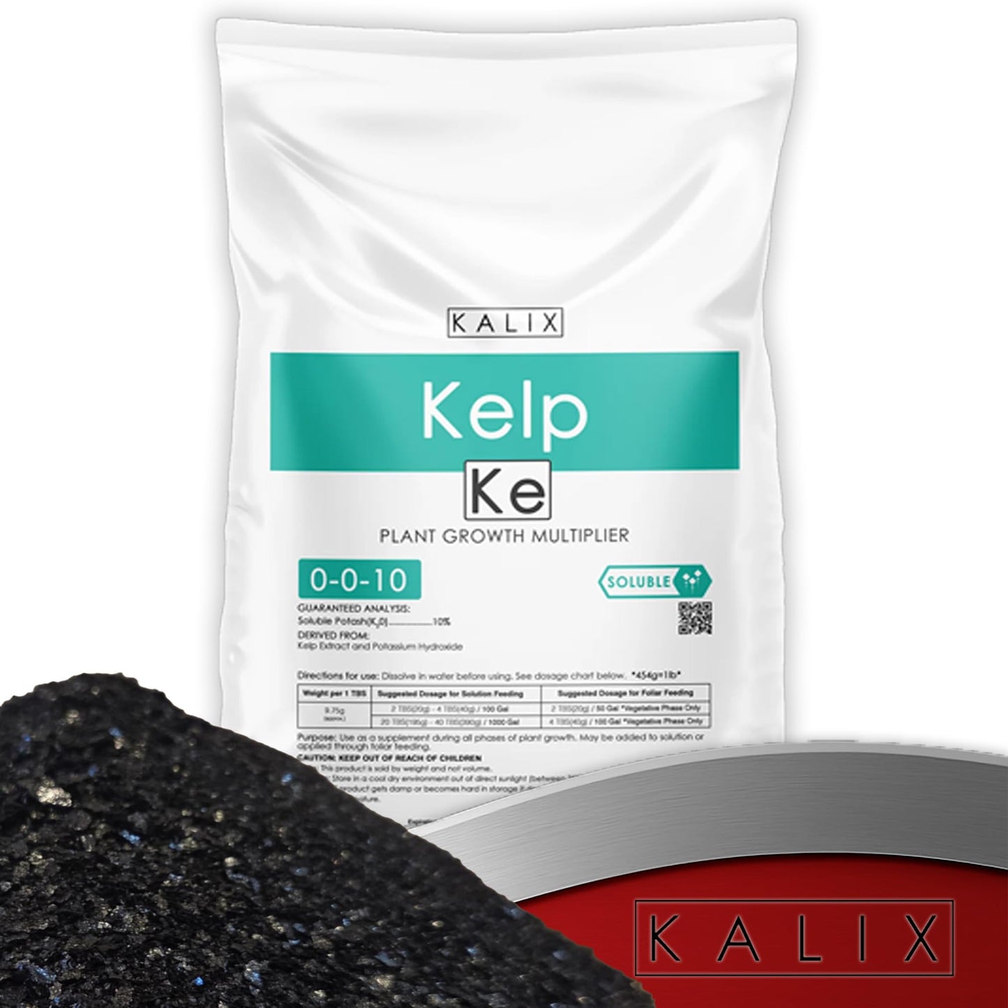 KALIX Kelp Fertilizer | Organic Seaweed Plant Food & Growth Booster | Water-Soluble Nutrients for Vegetables, Flowers, Herbs, and Lawns | Ideal for Soil & Hydroponics – 25lb