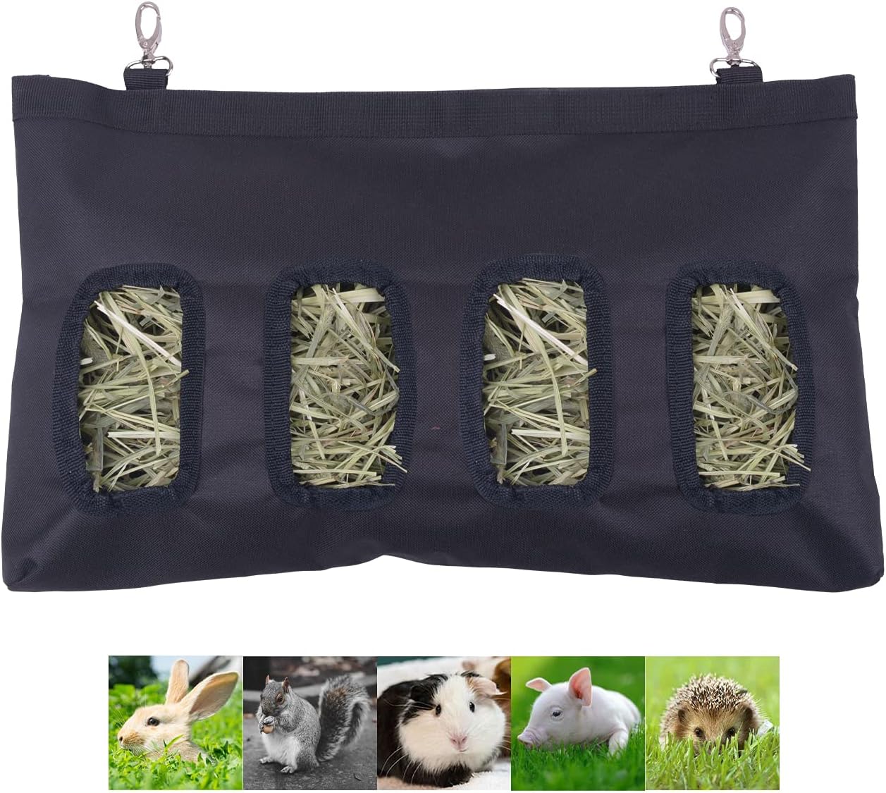 TSGYRT Small Animal Feeder - 18in X11in Rabbit & Guinea Pig Hay Feeder Bag - 600D Oxford Cloth Fabric (Black)