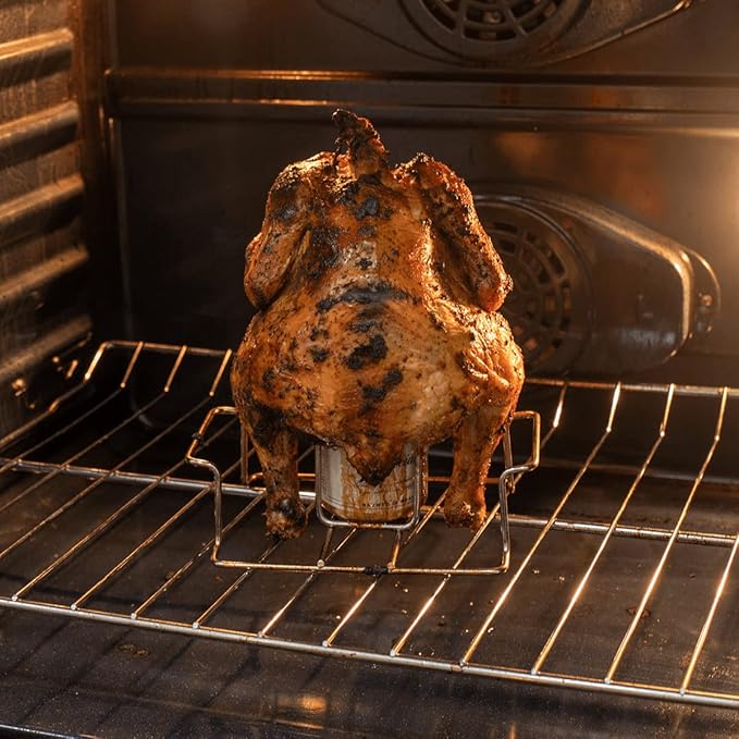 Beer Can Chicken Holder for Grill and Smoker, Premium Grade Stainless Steel Beer Chicken Stand with Handle (2 Pack)