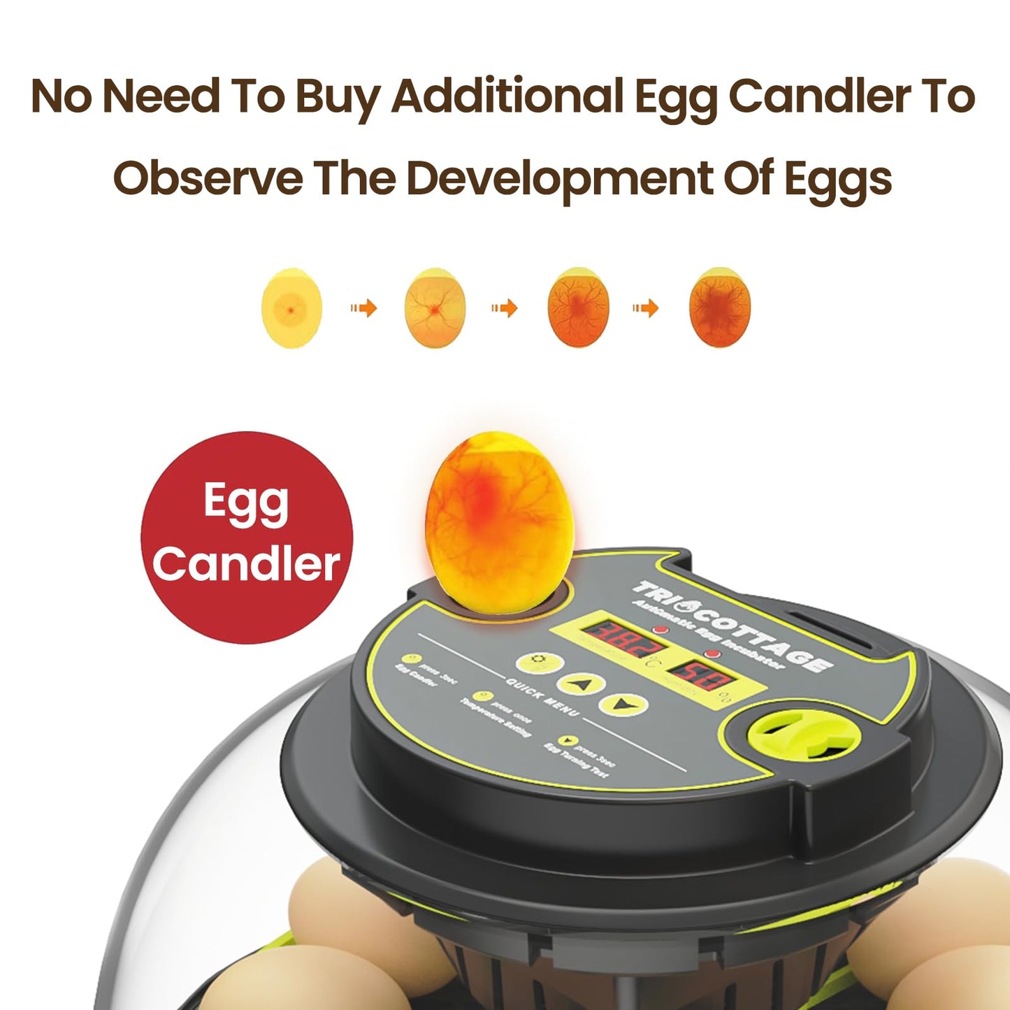 Incubators for Hatching Eggs 12 Egg Incubator with Automatic Egg Turning and Humidity Control,Egg Candler,Auto Water Replenishment,for Chicken Eggs and Quail Egg M12H