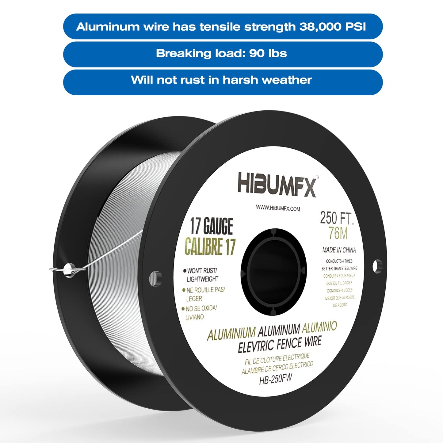 HIBUMFX P4 Plus Electric Fence Energizer Plus Copper Ground Rod and Spool Aluminum Wire for Containing Dogs, Livestock and Preventing Wild Animals Intruding (P4 Plus Electric Fence Energizer Kit)