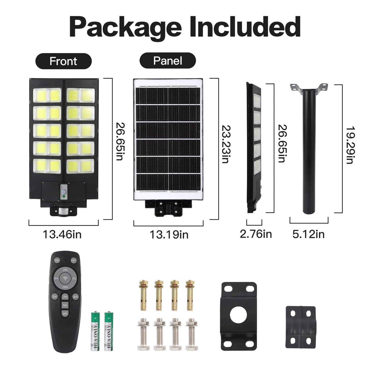 GarveeLife 4800W Solar Street Lights Outdoor, IP67 Waterproof Outdoor Security Light w/Motion Sensor, Auto Dusk-to-Dawn 7000K Floodlight for Parking Lots, Basketball Courts, Commercial Areas, 4-Pack