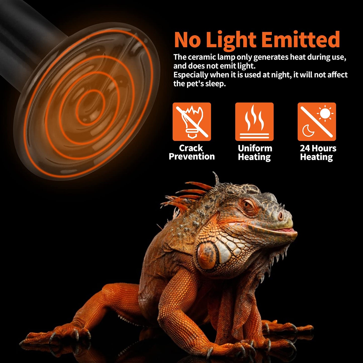 LUCKY HERP 100W Ceramic Heat Emitter, Reptile Heat Bulbs, Ceramic Heat Lamp for Reptiles, Amphibian, Chicken, Dog, Cat (2-Pack)