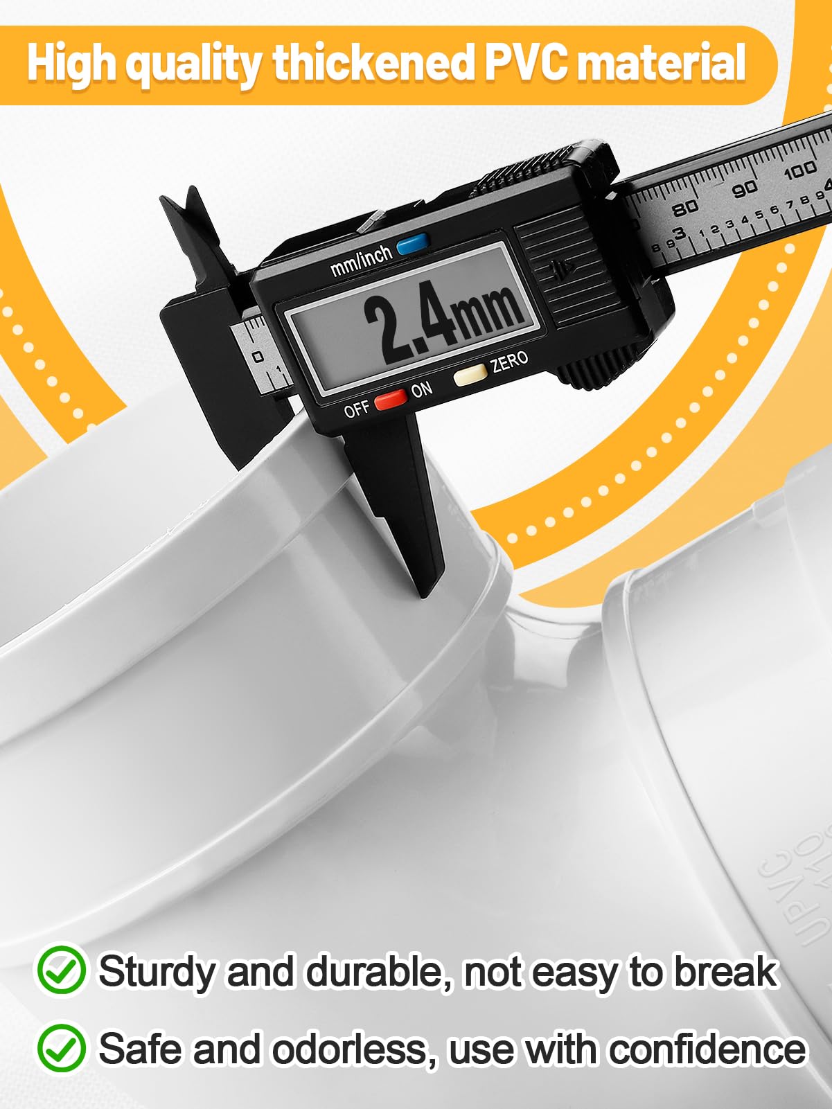 MEWTOGO Automatic Chicken Feeder No Waste - 6.6 Pounds Large Capacity Heavy Duty PVC Pipe Hanging Chicken Feeder, Poultry Gravity Feed Port for Chicken Long Feeding