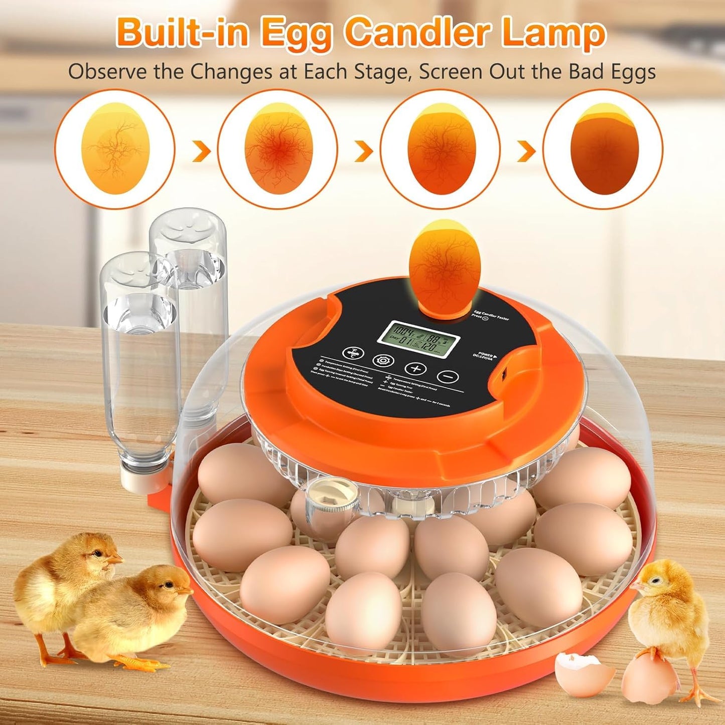 Egg Incubator with Automatic Egg Turning and Humidity Control, 18 Eggs Incubators for Hatching Eggs Chicken Quail Ducks Goose Parrot for Home Lab Farm Classroom