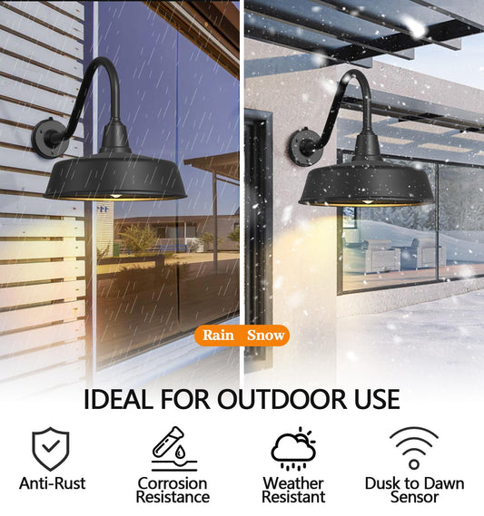 Lzwelcy 21 Inch Large Outdoor Barn Lights Dusk to Dawn Gooseneck Lights, Classic Wall Mount Porch Farmhouse Barn Lights,for Garage Outdoor Lighting 2-Pack…
