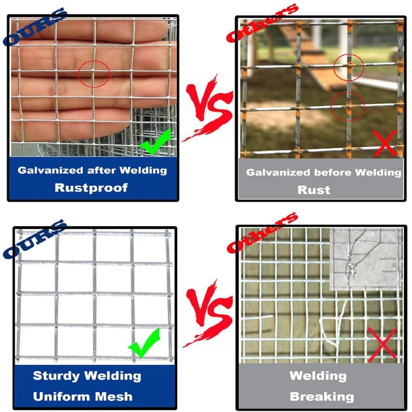 Hardware Cloth 1/4 Inch 8in X 20ft Galvanized After Welding 23 Gauge Square Chicken Wire Fence Mesh Roll Raised Garden Bed Plant Supports Poultry Netting Cage Snake Fence (8in x 20FT)