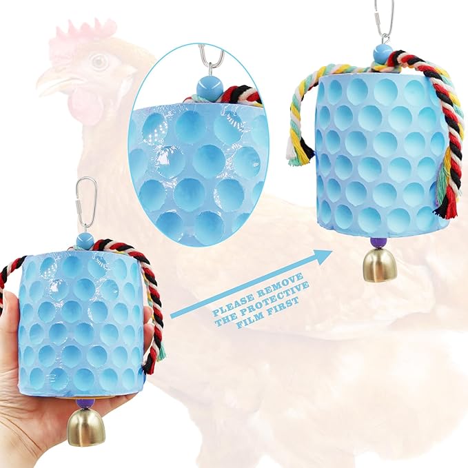 Chicken Coop Accessories, Chicken Beak Grinding Calcium Stone with Bell, Chicken Toys for Coop, Enrichment Toys for Hens, Ducks, Geese, Turkeys, Poultry
