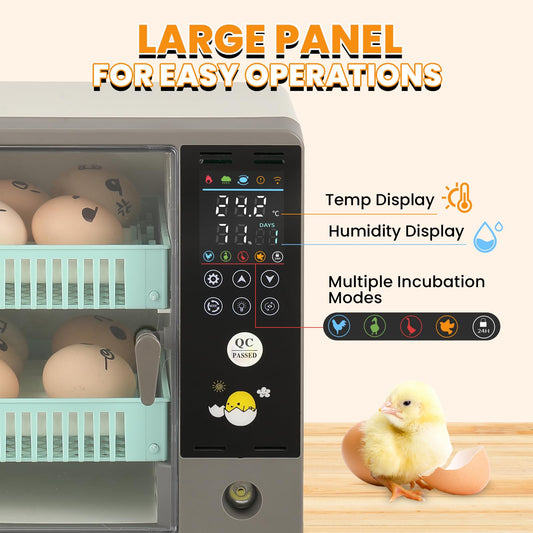 Proshine Incubators for Hatching Eggs, 24 Egg Incubator, Automatic Turning with Temperature & Humidity Control, Temp Display, for Chicken Duck Quail Goose Pigeon