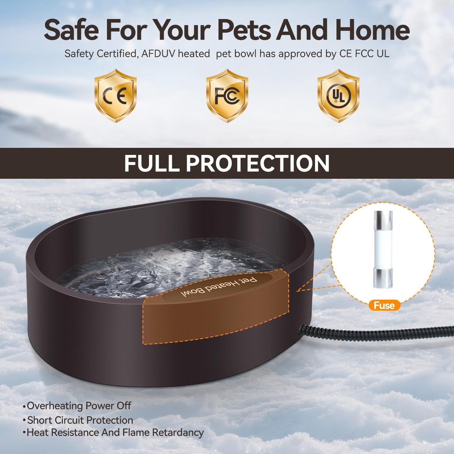 Heated Water Bowl for Outdoor Dogs Cats, 3.7L Thermostatic Heated Pet Bowl for Outside Dog Cat Chickens Duck Birds Waterer in Winter, Automatic Heated Dog Bowl Outdoor with Anti Chew Cord
