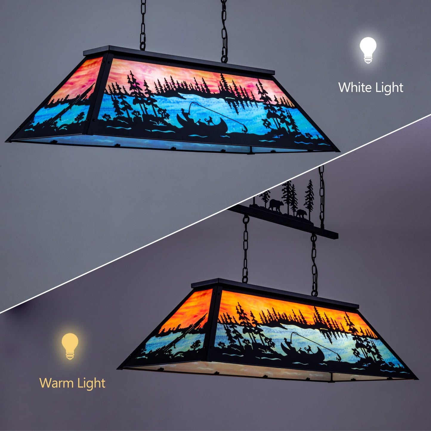 TOCHIC Vintage Pool Table Light, 6-Light Rustic Tiffany Style Fishing Billiard Hanging Light Fixture for Billiards Table Game Room Man Cave, Farmhouse Kitchen Island Dining Room Chandelier Lighting