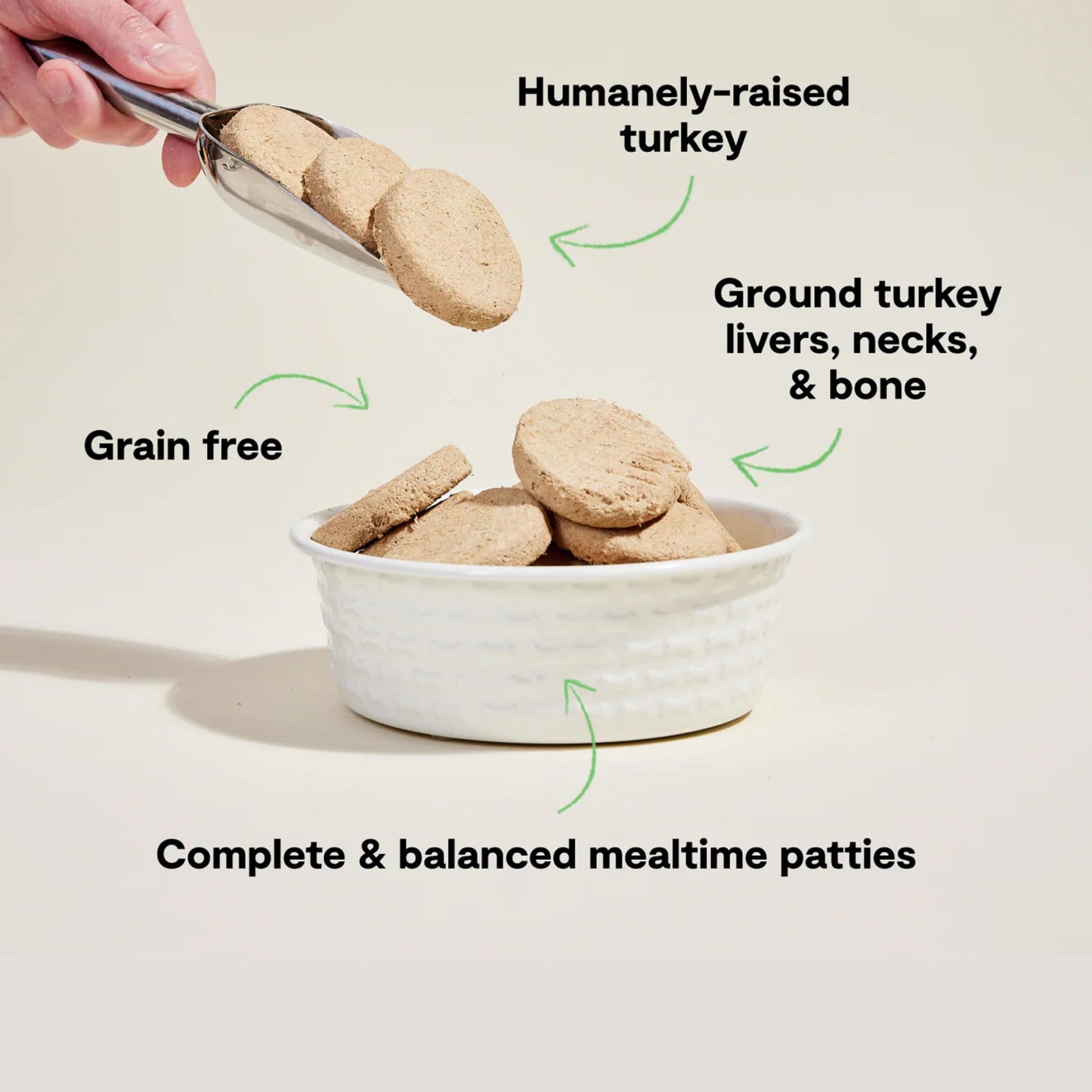 Open Farm, Freeze Dried Raw Dog Food, Patties with 95% Meat, Organs & Bone, Complete Meal or Freeze Dried Dog Food Mixer, Turkey Recipe, 17.5oz Bag