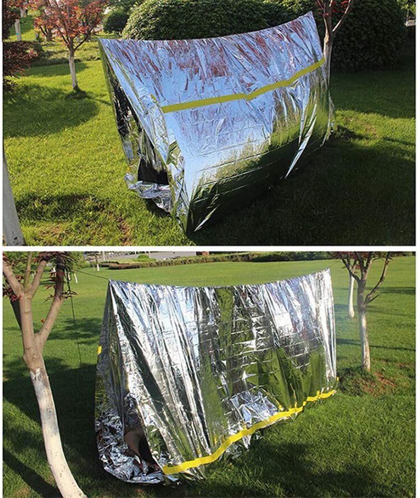 Emergency Survival Shelter Tent, 59 X 98.4inch Waterproof 2-Person Mylar Thermal Shelter Tent for Hiking Camping (Silver)
