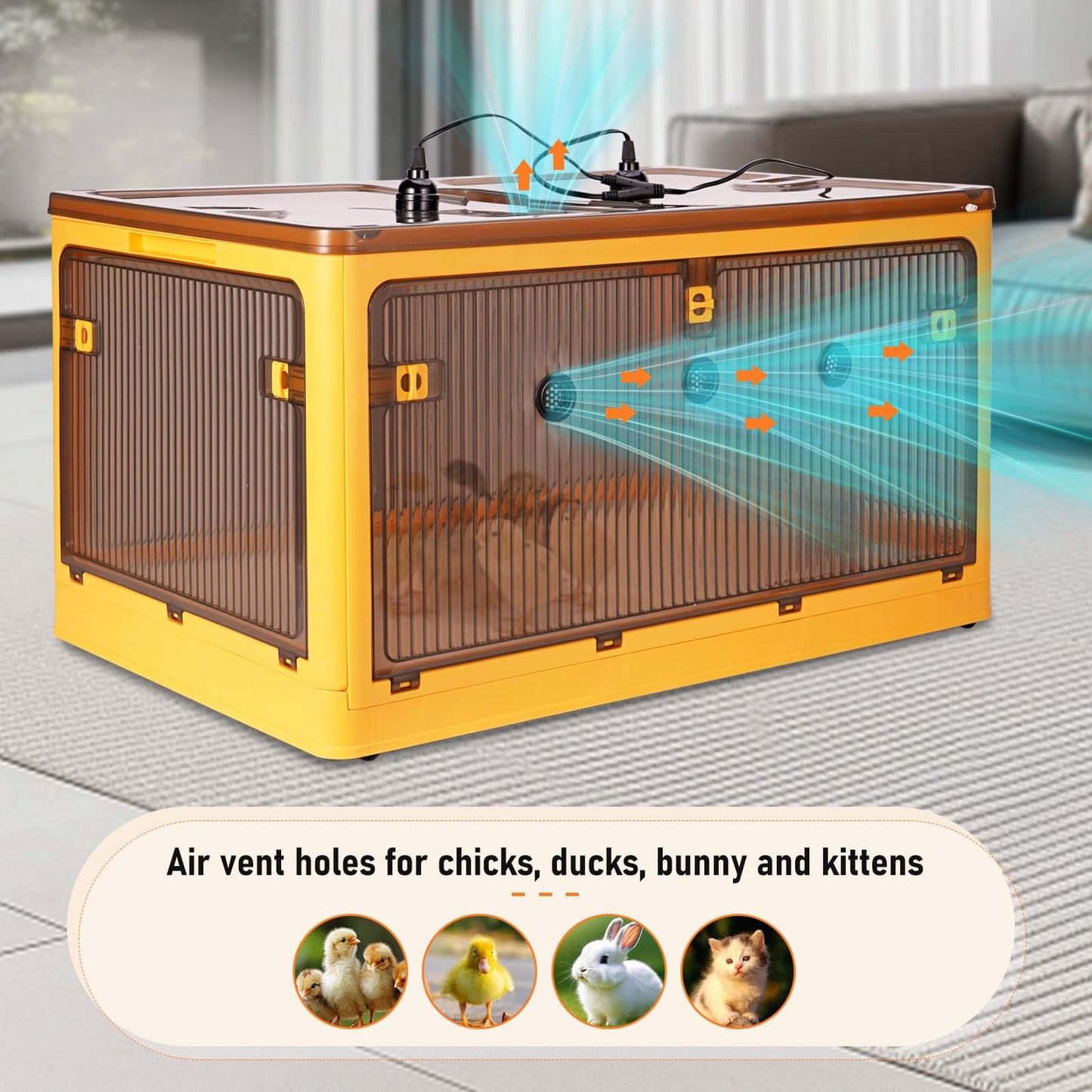 PKNYBZH Chick Brooder Box for Chicks with Feeder and Waterer, Chicken Brooder Heater Warms up to 30 Chicks, Poultry Breeding Box Suitable for Chick Duckling Parrot Lizard (28" L x 19" W x 15" H)