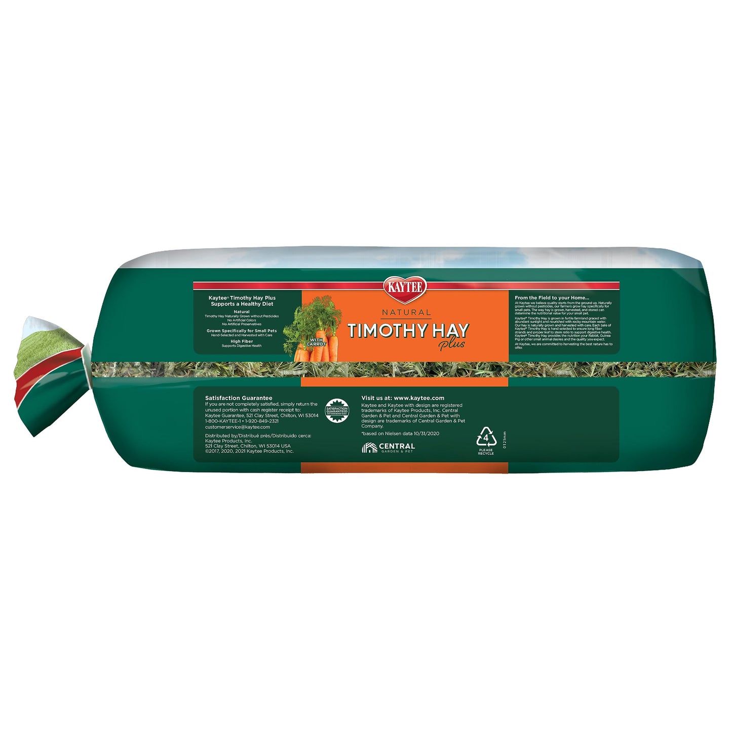 Kaytee Timothy Hay Plus Carrots for Pet Guinea Pigs, Rabbits & Other Small Animals, 24 oz