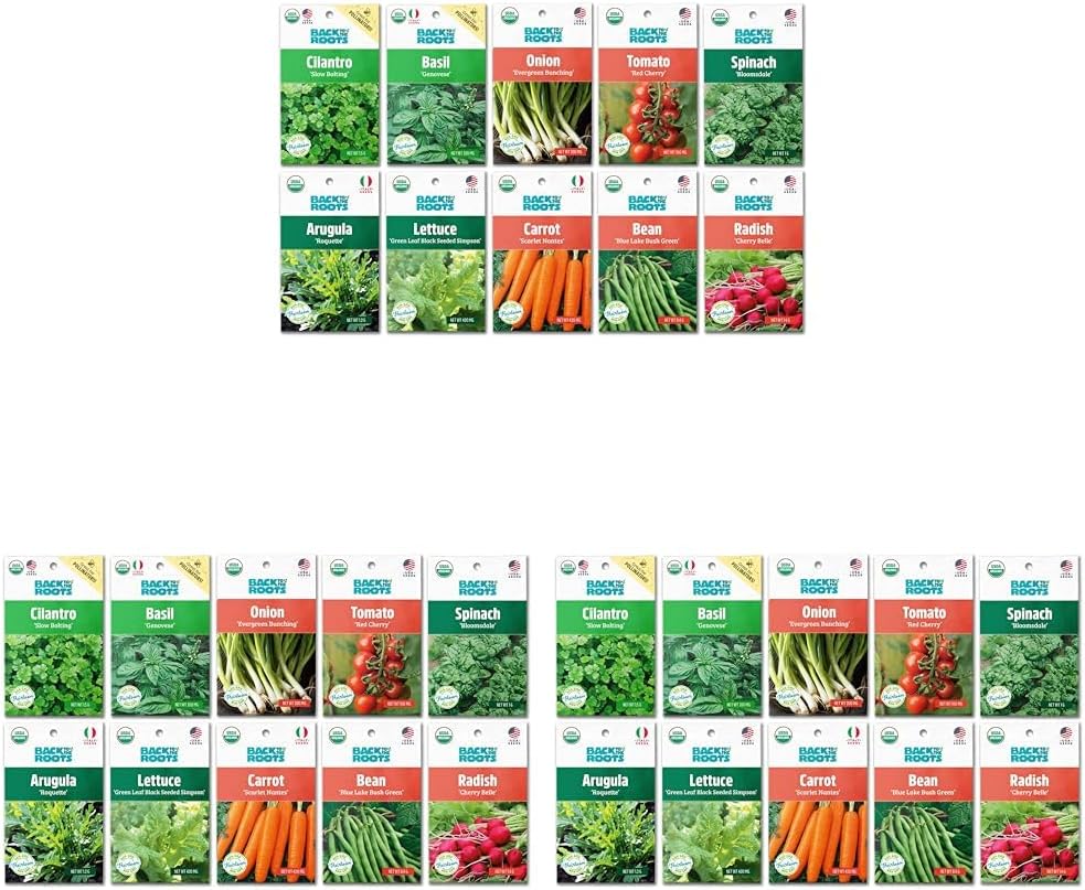 Back to the Roots 100% Organic, Non-GMO Seeds | Variety 30-Pack | Top Herb, Fruit, and Veggies | Guaranteed to Grow