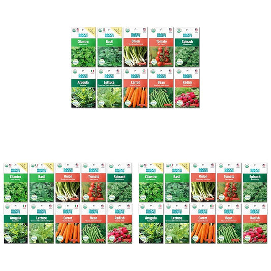 Back to the Roots 100% Organic, Non-GMO Seeds | Variety 30-Pack | Top Herb, Fruit, and Veggies | Guaranteed to Grow