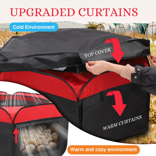 Brooder Box for Chicks - Chicken Brooder Kit with Dual Doors Design Pop-Up Playpen, Top Cover, Waterproof Mat, Storage Bag | Indoor Baby Chick Starter Kit for Ducklings, Quail & Poultry