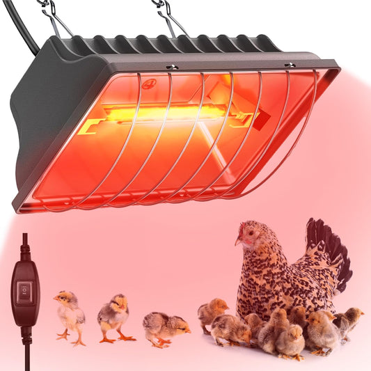 Sohveta 250W Chicken Coop Heater for Chicks Ducks Dog Kennel, Cat Bed, Reptiles, 2 Heating Mode Heat Lamp Warmer for Chicken Coop in Winter, Inside and Outdoor Pet Total 2 Heating Tube as Backup Lamp