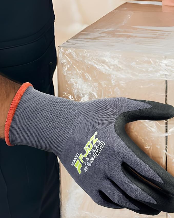 Work Gloves with Grip,12 Pairs Thin Breathable MicroFoam Nitrile Coated Durable Touchscreen Glove Men Women