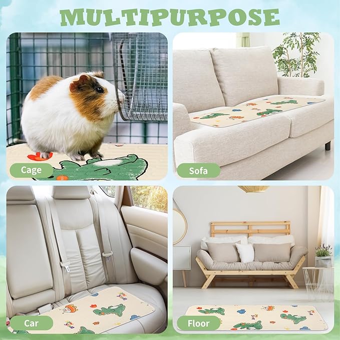 UPINS 2-Piece Guinea Pig Pee Pads, 47 X24 Inches Guinea Pig Cage Liner Reusable Guinea Pig Mat for Small Animals Hamster Rabbit Squirrel
