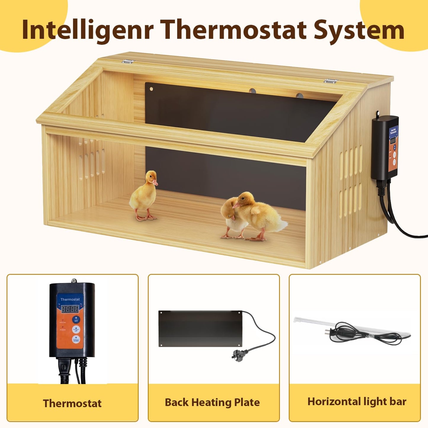 EVERYGROW Brooder Box for Chicks, Chicken Brooder Box with Thermostat & Heating Plate, brooder House for Chicks with Heat, Baby Chicken cage Quails Hamsters for 30 Chicks,31.5"*15.7"*15.7"