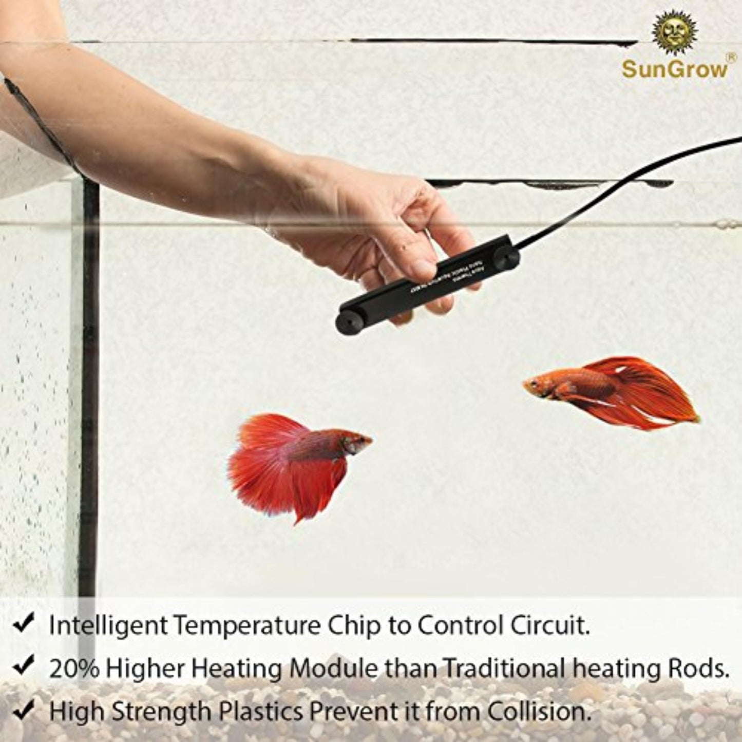 SunGrow Water Heater, 10W, Turtle Aquarum Tank, Cat & Dog Heated Bowl, Warm Water Encourage Drinking, Bird Fountain Deicer, Chicken & Horse Water Dispenser Warmer, Quail Waterer Storage Bucket