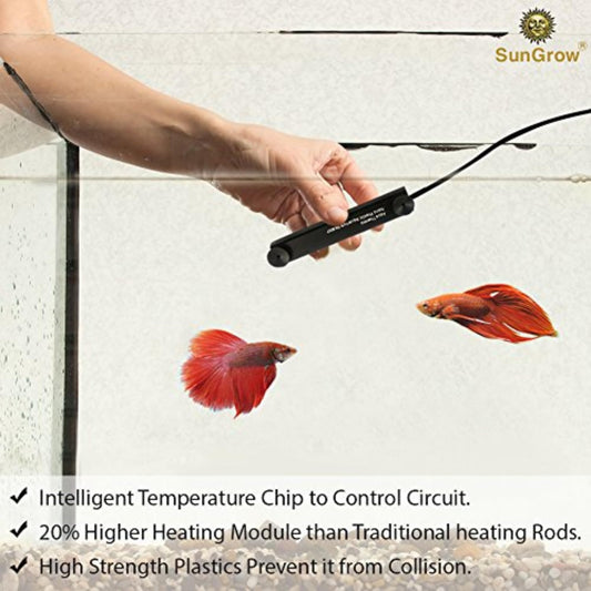 SunGrow Water Heater, 10W, Turtle Aquarum Tank, Cat & Dog Heated Bowl, Warm Water Encourage Drinking, Bird Fountain Deicer, Chicken & Horse Water Dispenser Warmer, Quail Waterer Storage Bucket