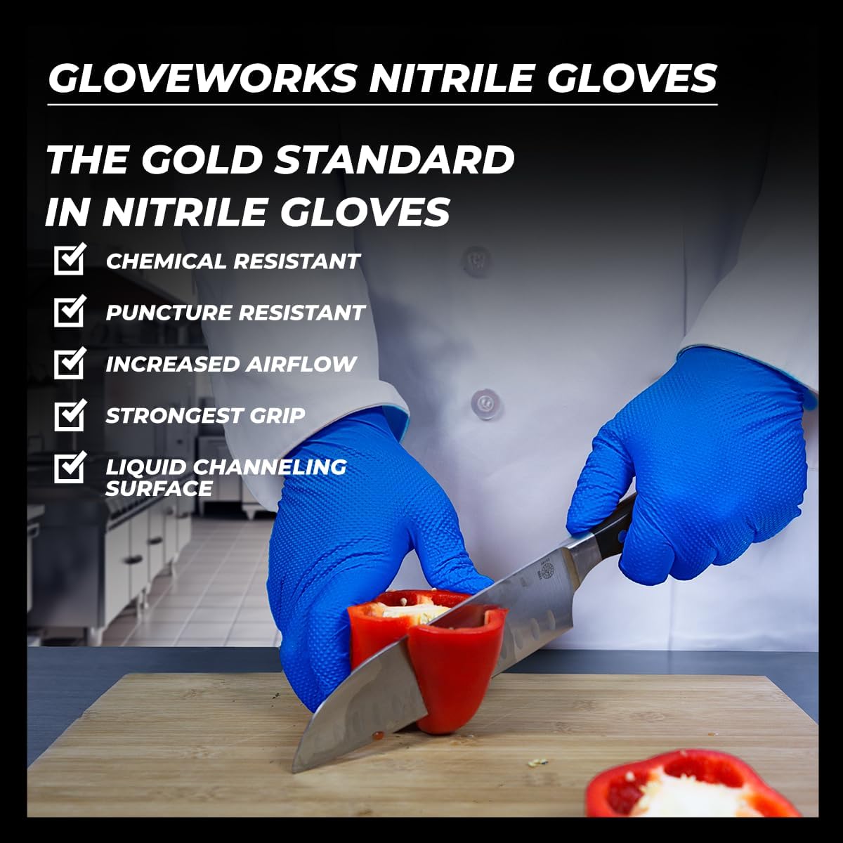 GLOVEWORKS HD Royal Blue Nitrile Industrial Disposable Gloves, 6 Mil Latex-Free Raised Diamond Texture, X-Large, Case of 1000