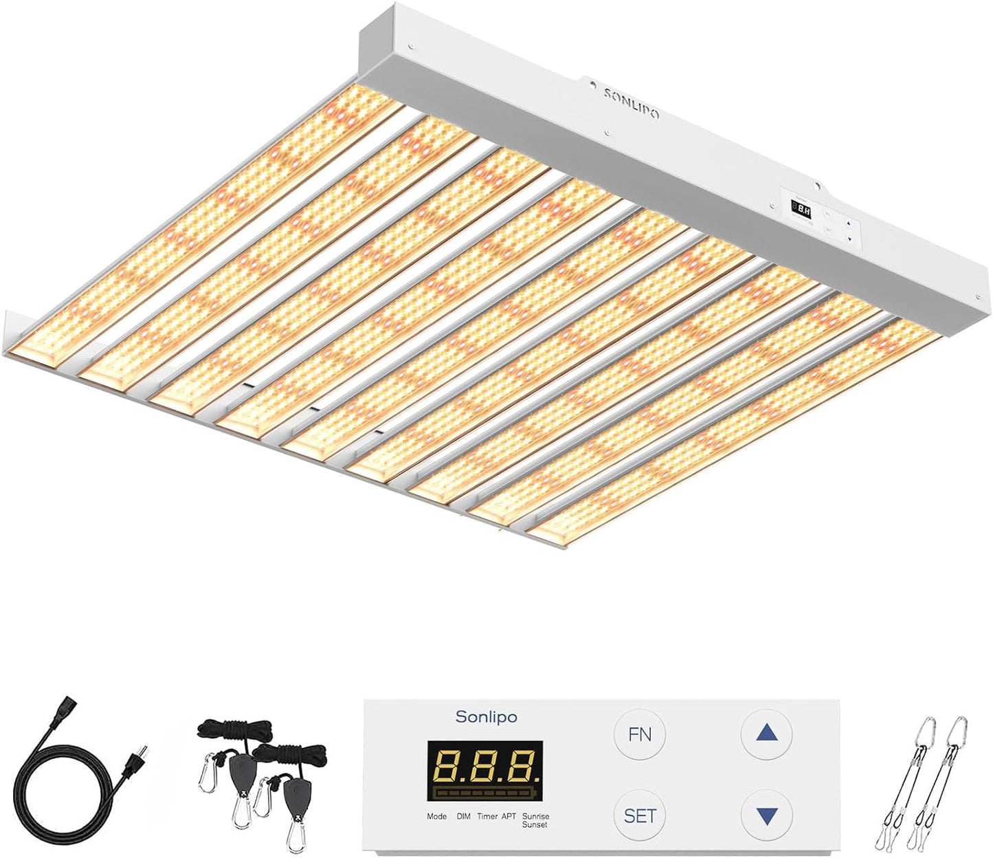Sonlipo 2024 New SPF4000 PRO 400W LED Grow Light 5x5ft Coverage with Veg & Bloom Dimmer Timer Full Spectrum Grow Lamps for Indoor Plants Seeding Flowering LED Plant Light Fixture