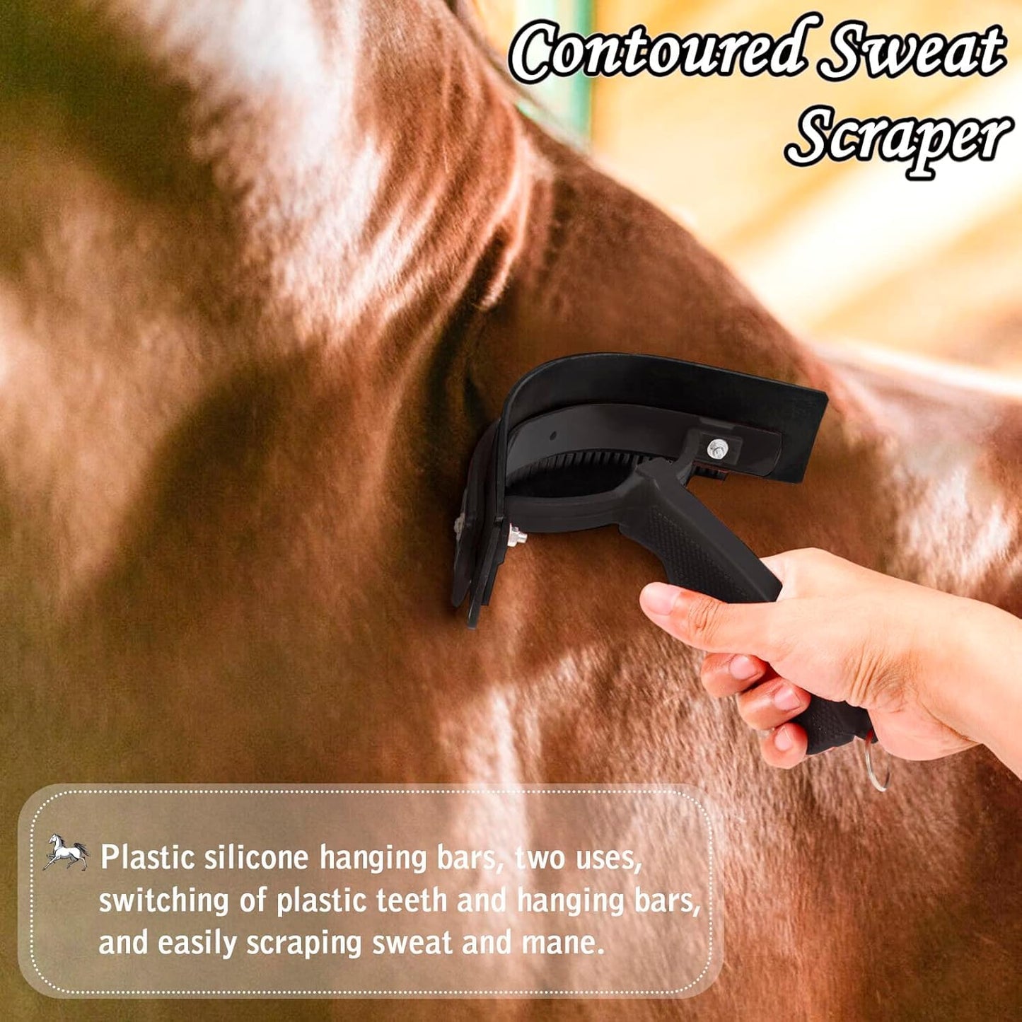 Horse Grooming Kit, Horse Brush Set, 10Pcs Horse Cleaning Kit with Brush, Sweat Scraper, Curry Comb, Hoof Pick, Tote Bag