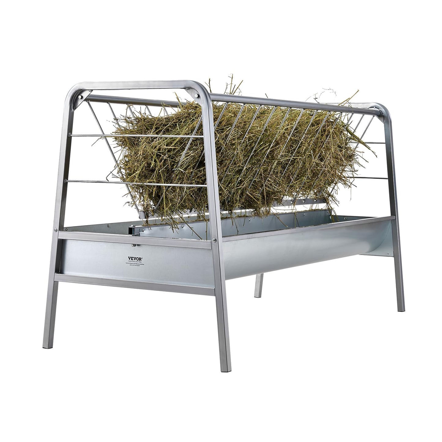 VEVOR 2 in 1 Livestock Hay Feeder, 80-Gallon Capacity, 59" Long Goat Hay Feeder with Deeper Feeding Pan, Heavy Duty Steel for Sheep Farms Sheds