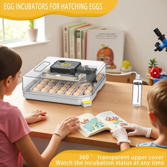 Incubators for Hatching Eggs 48 Egg Incubator with Automatic Turning and Humidity Control for Chicken Duck, Egg Candler for Chicken Eggs Goose Incubator Duck Quail Chick for Hatching Poultry (Grey)