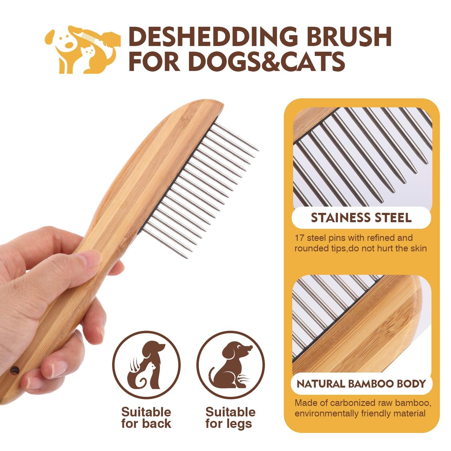 ElighMoo Dog Grooming Brush Kit,Deshedding Dog Brush for Shedding Short Hair Dogs with Pet Nail Clipper and File, Two Sided Pet Brushes for Dogs Removing Dirt & Loose Hair(7PCS) BLACK