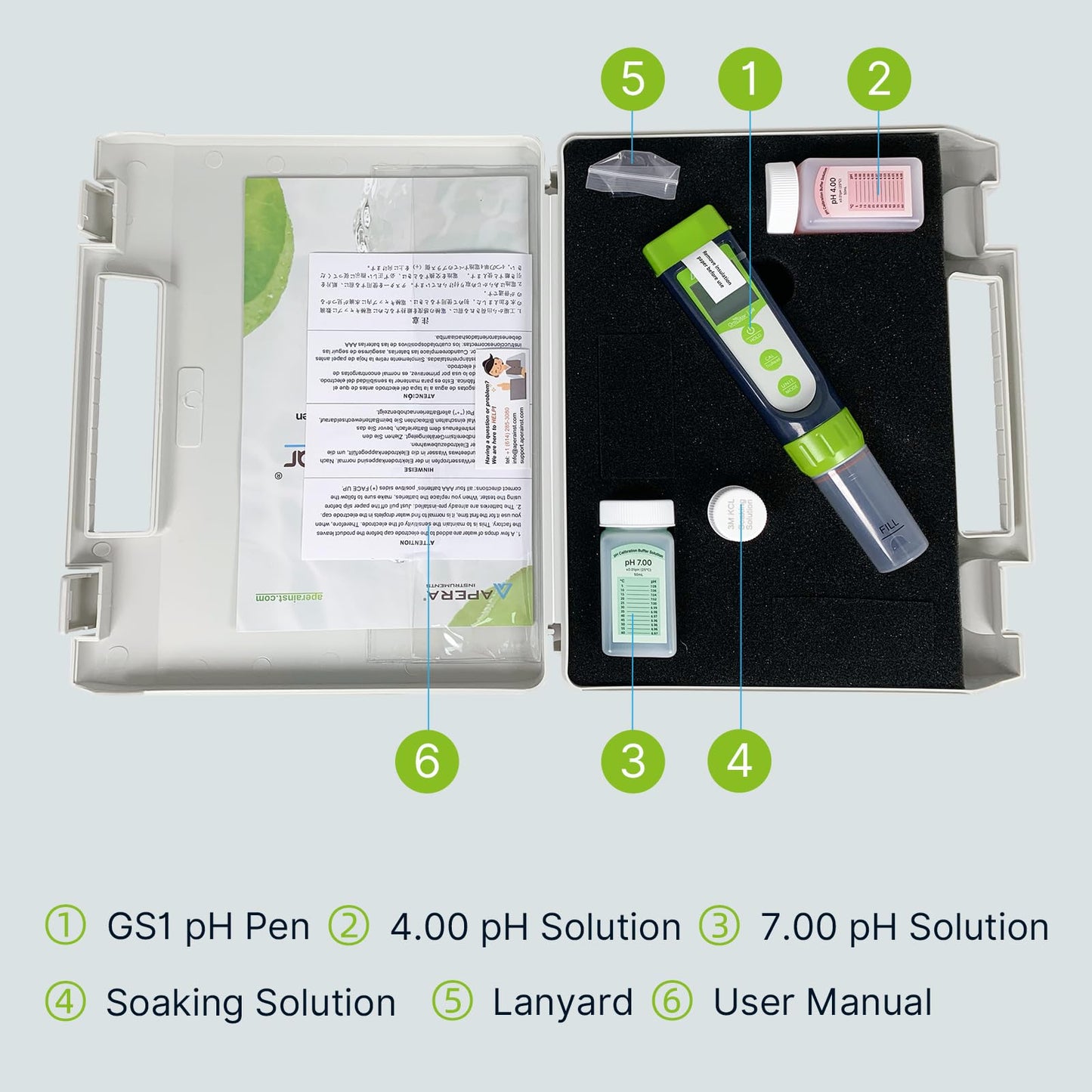 Apera Instruments AI101G GroStar Series GS1 pH Pen Tester Kit with Replaceable Double-Junction pH Probe for Hydroponics Water Quality Testing, Gen II