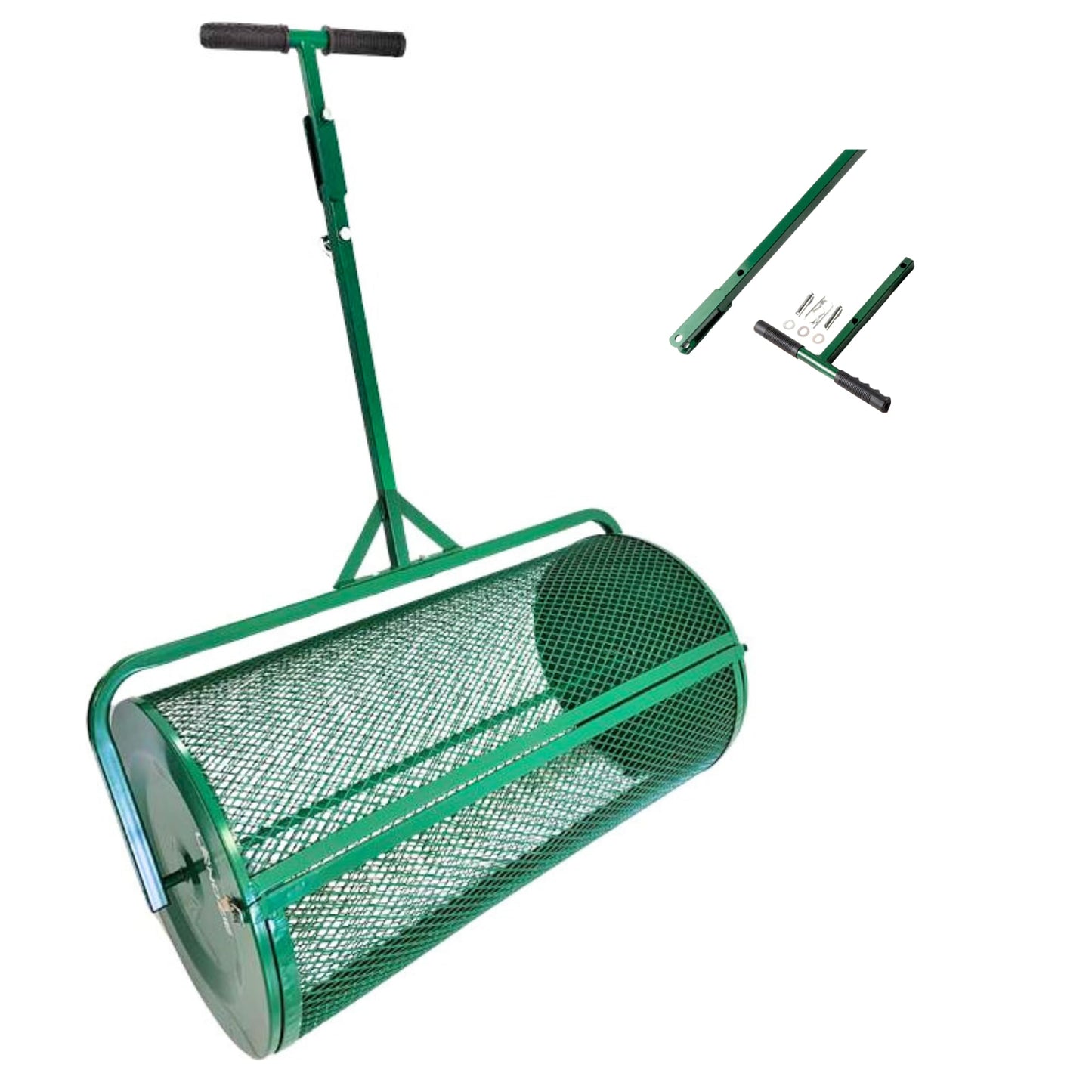 LANDZIE Lawn & Garden Spreaders - 36 Inch Heavy Duty Metal Mesh Basket Push/Tow Spreader - Compost, Peat Moss, Top Soil, Mulch - Durable Lightweight Multi-Purpose Yard Care Equipment - Manure Spreader