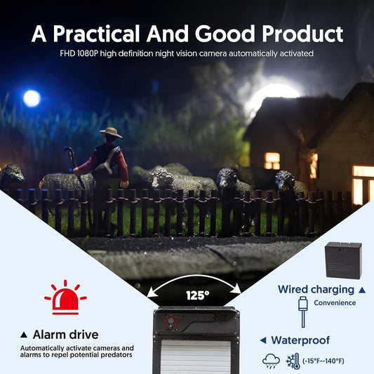 Automatic Chicken Coop Door with HD1080P Camera，Electric Auto WiFi Solar Chicken Coop Door Opener with Timer,Remote Control, APP Control, 5000mA Battery, Night Vision, Alarm Drive,Roll-up Gate