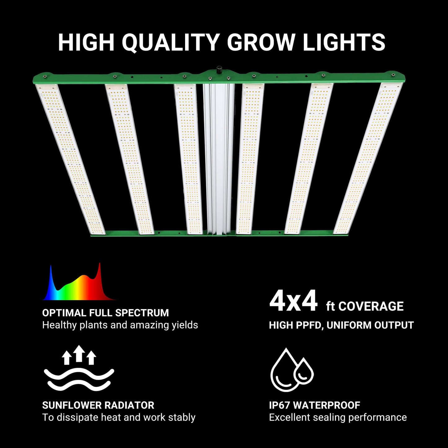 RDJ Bouns 720W LED Grow Light & Air Filtration Kit for 4x4 Tents, Carbon Filter with Built-in Fan, 12-Speed Controller & Ducting – Indoor Gardening, Hydroponics, Home Cultivation