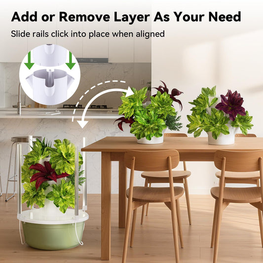 BAOSHISHAN Hydroponics Tower, 7-Layer 28pod Vertical Hydroponic Growing System with Foldable LED Light, Space-Saving for Vegetable Herbs & Auto Water Circulation