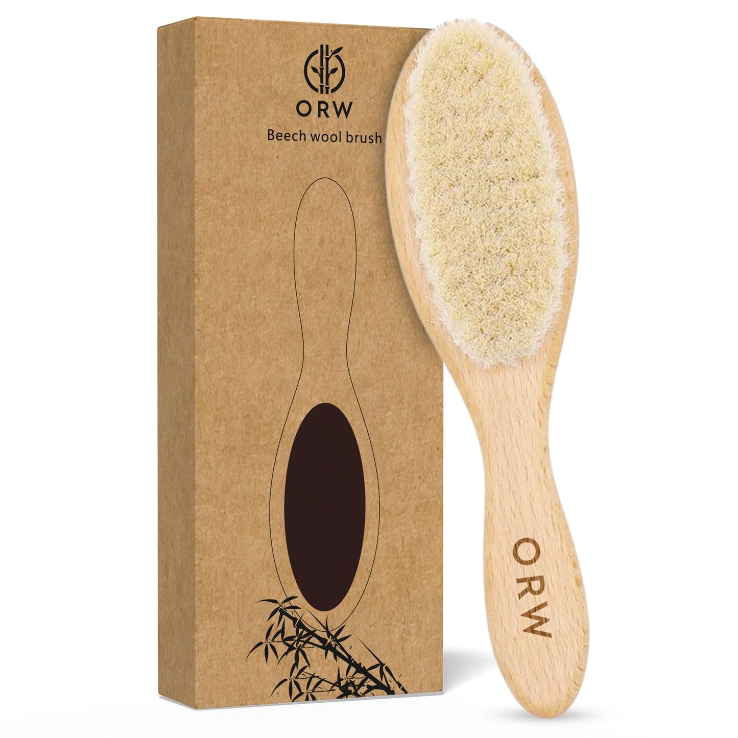 ORW OREN’S Baby Hair Brush - Perfect for Newborn, Toddlers, Infants, Girls & Boys - Beechwood Handle & Goat Hair White Bristle Brush for Gentle Scalp Grooming, Cradle Cap Relief