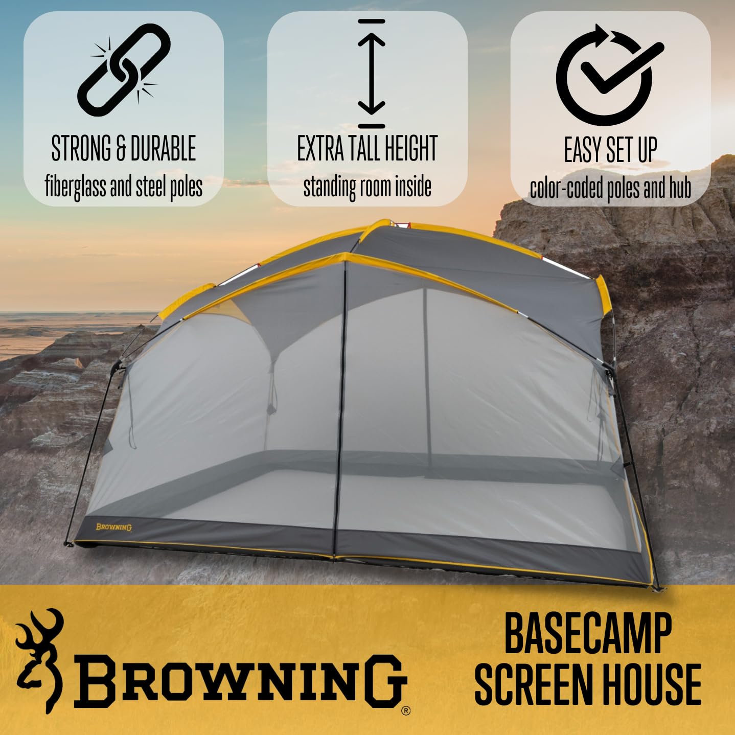 Browning Camping Basecamp Screen House, 12 x 10 feet, Mesh Wall Shelter
